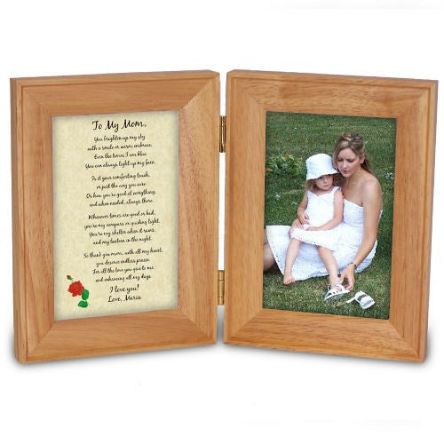 To My Mom... Natural Wood Bi-Fold Personalized Picture Frame