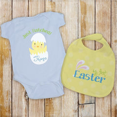 Personalized My First Easter Bib Set In Blue