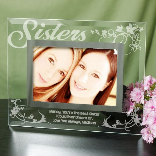 Engraved Sister Glass Picture Frame