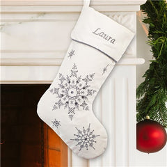 Bedazzled Silver Christmas Stocking