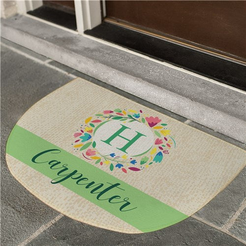 Personalized Colorful Wreath Doormat
