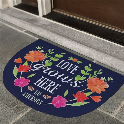 Love Grows Here Personalized Doormat