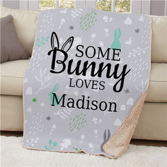 Personalized Some Bunny Loves Sherpa Blanket