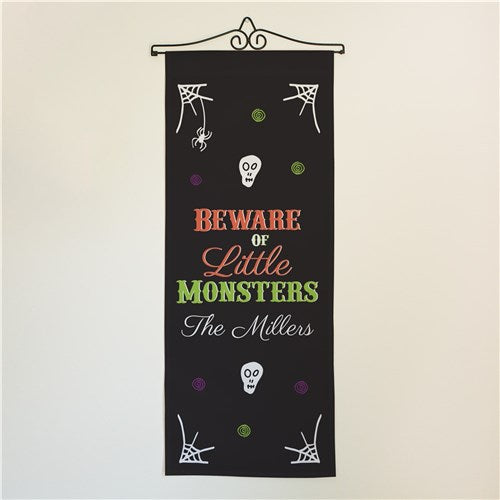 Personalized Beware of Little Monsters Wall Flag