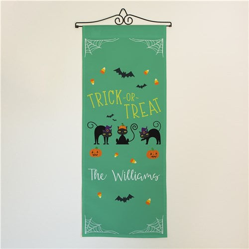 Personalized Trick or Treat Cats Wall Flag