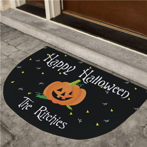 Personalized Happy Halloween Half Moon Doormat