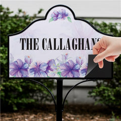 Personalized Purple Floral Magnetic Sign