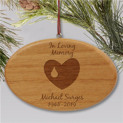Engraved In Loving Memory Memorial Ornament | Wooden Oval