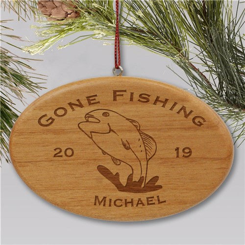 Engraved Fishing Christmas Ornament