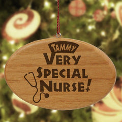 Engraved Nurse Wooden Oval Ornament