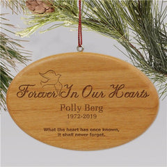 Wooden Forever In Our Hearts Memorial Christmas Ornament
