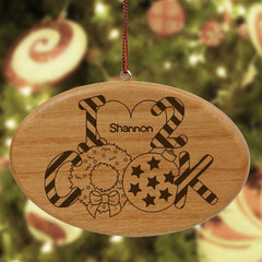 Engraved Heart to Cook Wood Oval Ornament