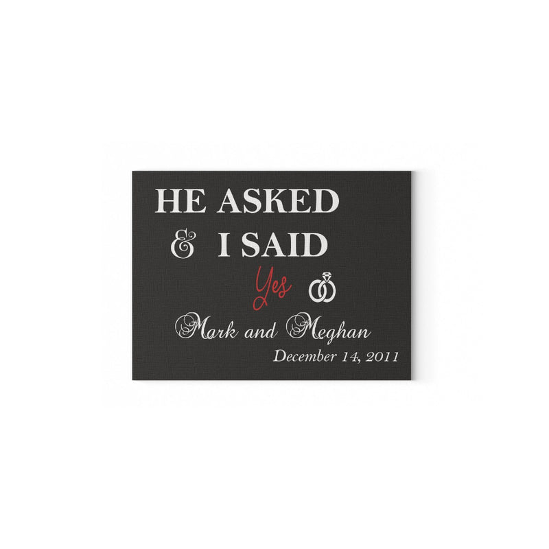 I Said Yes Personalized Black Canvas Print