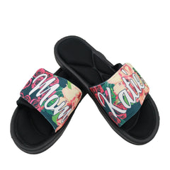 Personalized Floral Print Slide Sandals