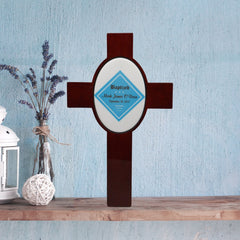 Personalized Children's Baptism Cross (Blue)