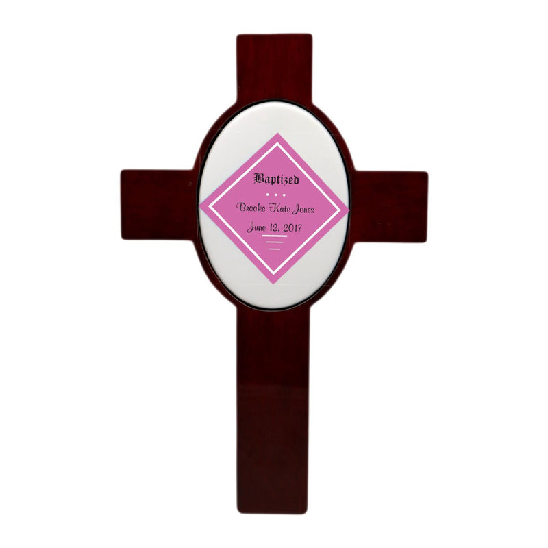 Personalized Children's Baptism Cross (Pink)