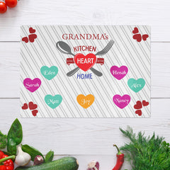 Savvy Custom Gifts Grandma's Kitchen is the Heart of the Home Personalized Glass Cutting Board