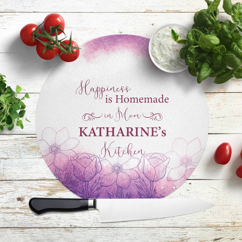 Savvy Custom Gifts Mom's Kitchen of Happiness Personalized Glass Cutting Board