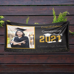 Personalized Graduation Photo Banner-Black Background