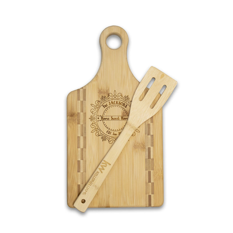 Just Us Two Personalized Bamboo Server with Handle