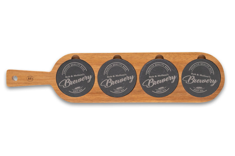 Share A Brew Personalized Acacia Wood Serving Board