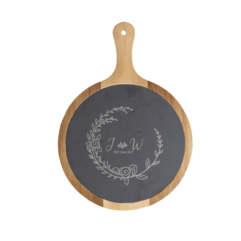 Personalized Chateaux Deux Round Wooden Serving Paddle