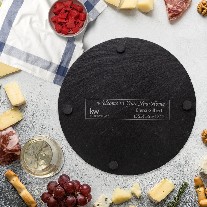 Personalized Your Family Name Round Slate Cutting Board