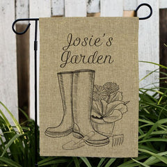 Personalized Spring Boots Burlap Garden Flag-One Sided Flag
