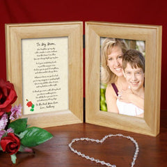 To My Mom... Natural Wood Bi-Fold Personalized Picture Frame