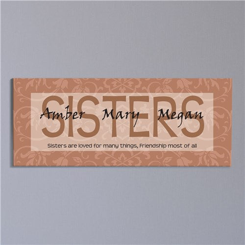 Sisters Are Loved... Wall Canvas - Tan