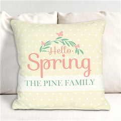 Personalized Hello Spring Polka Dot Throw Pillow-17''
