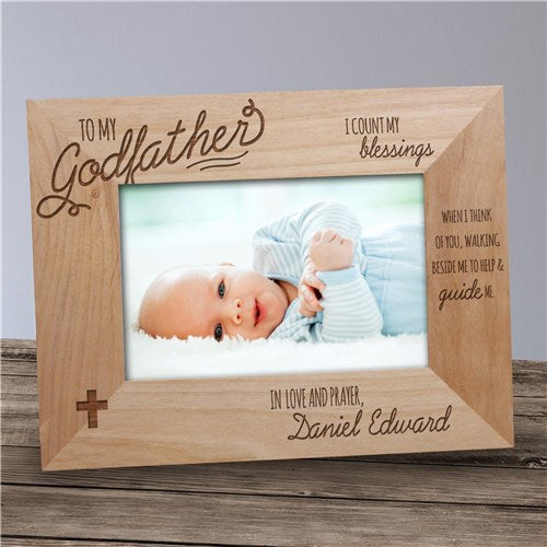 Engraved Godfather Wood Picture Frame - 4" x 6"