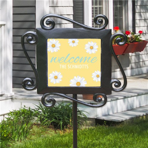 Personalized Welcome Daisies Garden Stake- Yellow