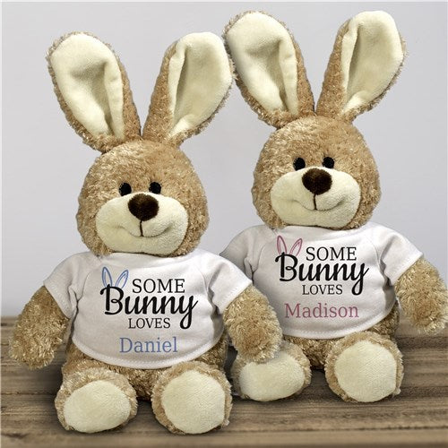 Somebunny Loves 12-Inch Personalized Stuffed Bunny-Blue