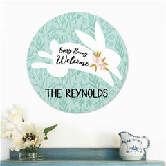 Personalized Every Bunny Welcome Round Sign