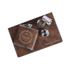 Rustic/Gold Laserable Leatherette Flask Gift Set